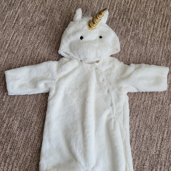 POTTERY BARN KIDS UNICORN COSTUME HALLOWEEN WHITE GOLD BABY 0-6 MONTHS - Picture 4 of 15